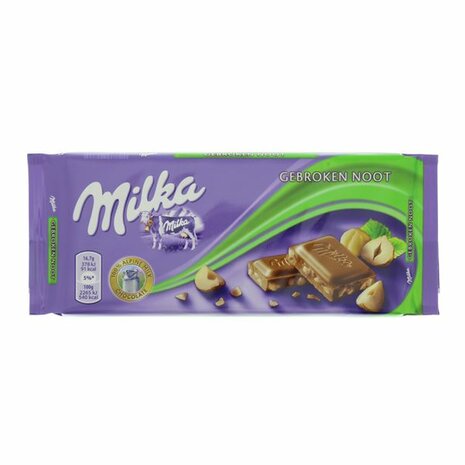 Milka tablet gebroken noot
