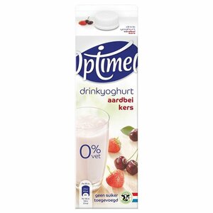 Optimel drinkyoghurt aardbei kers 1Liter